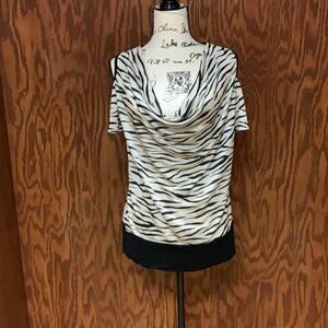Talent Plus Women’s Zebra Print Cowl Neck Draped Blouse 2x